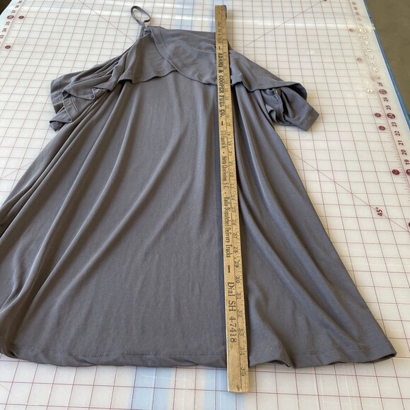 Rue 21‎ Shirt Womens Large Gray Cold Shoulder Short Sleeve Tunic Blouse - Picture 10 of 12